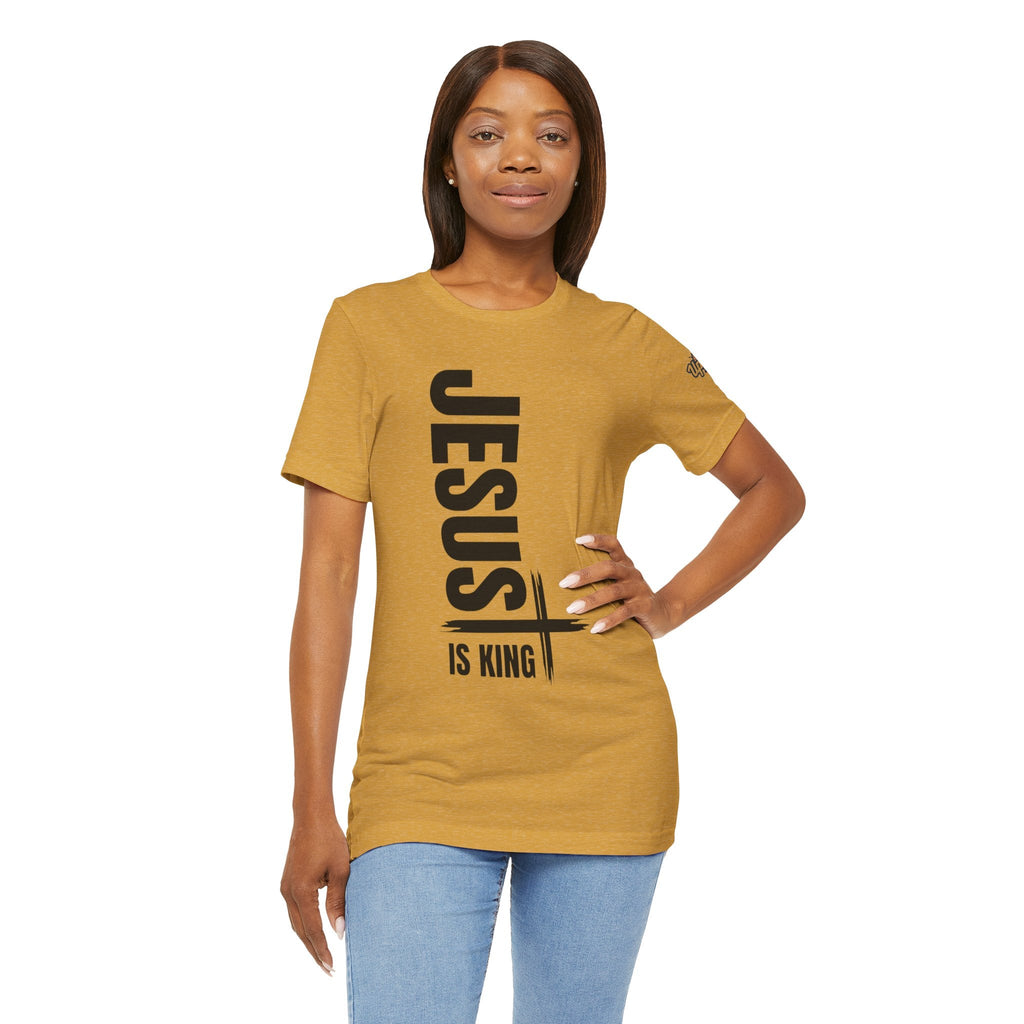 Jesus Is King T-shirt | Modern Typographic Cross Christian T-shirt Printify