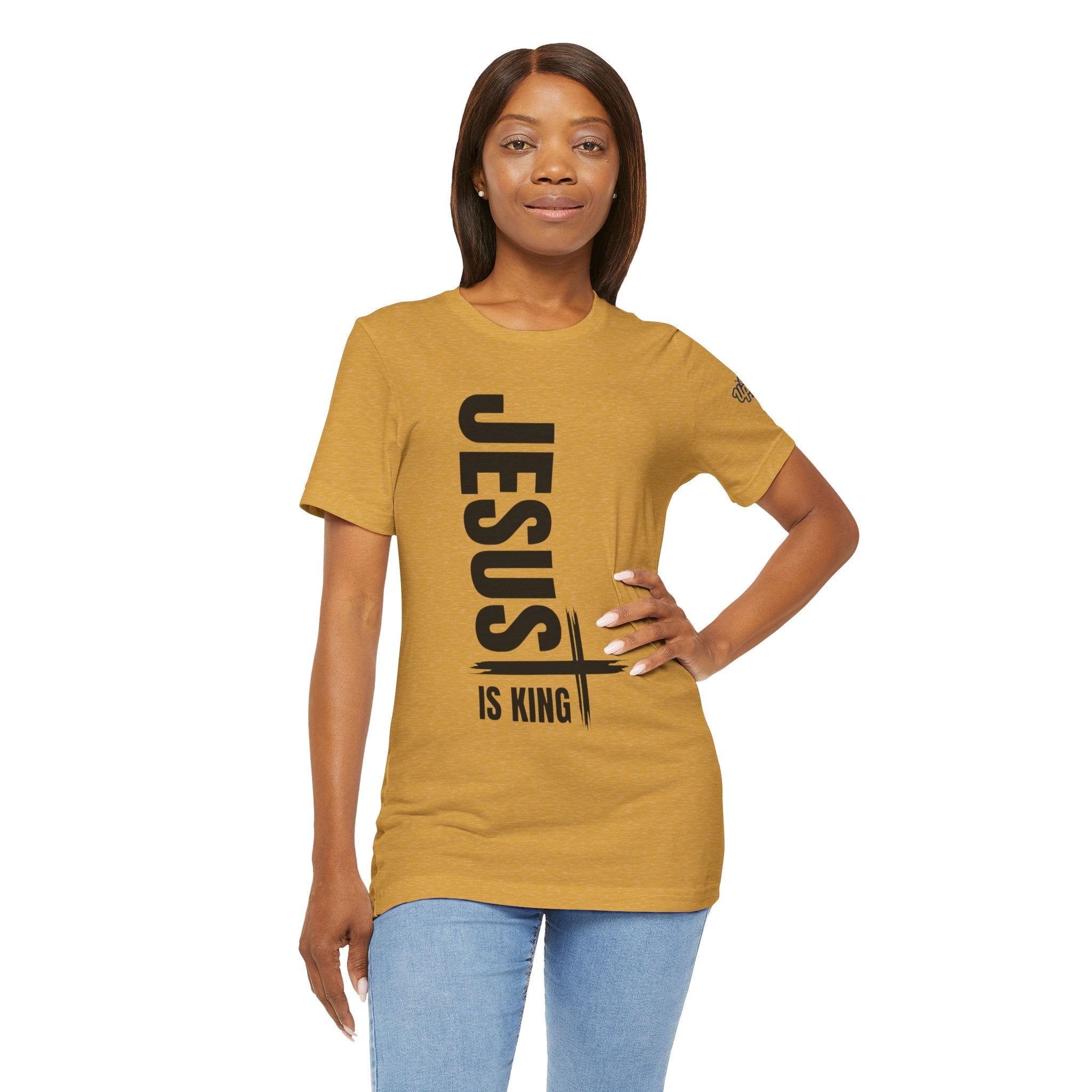Jesus Is King T-shirt | Modern Typographic Cross Christian T-shirt Printify