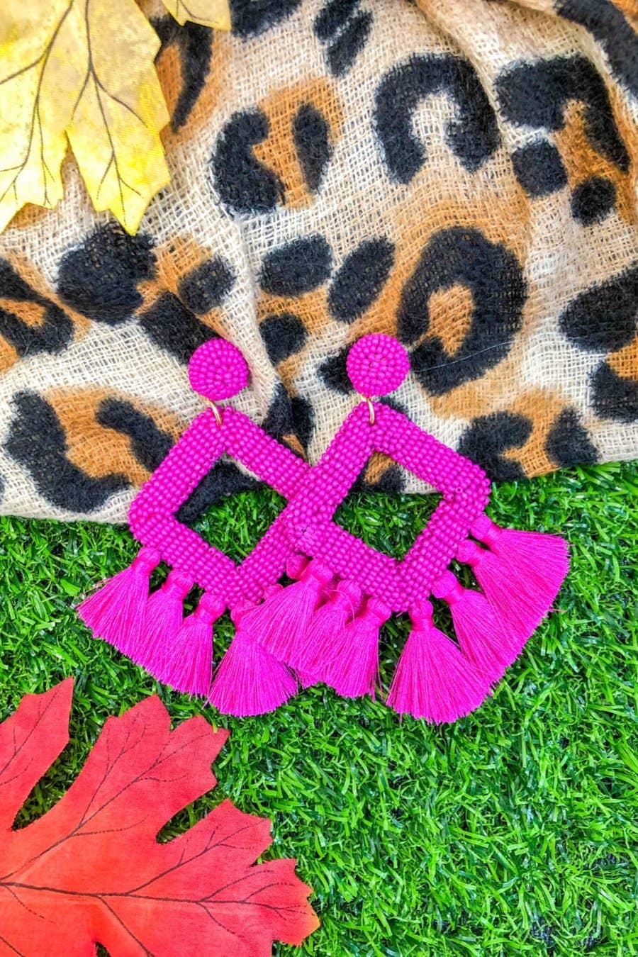 Hot Pink Ellie Fringe Drop Earrings Pretty Little Patriot