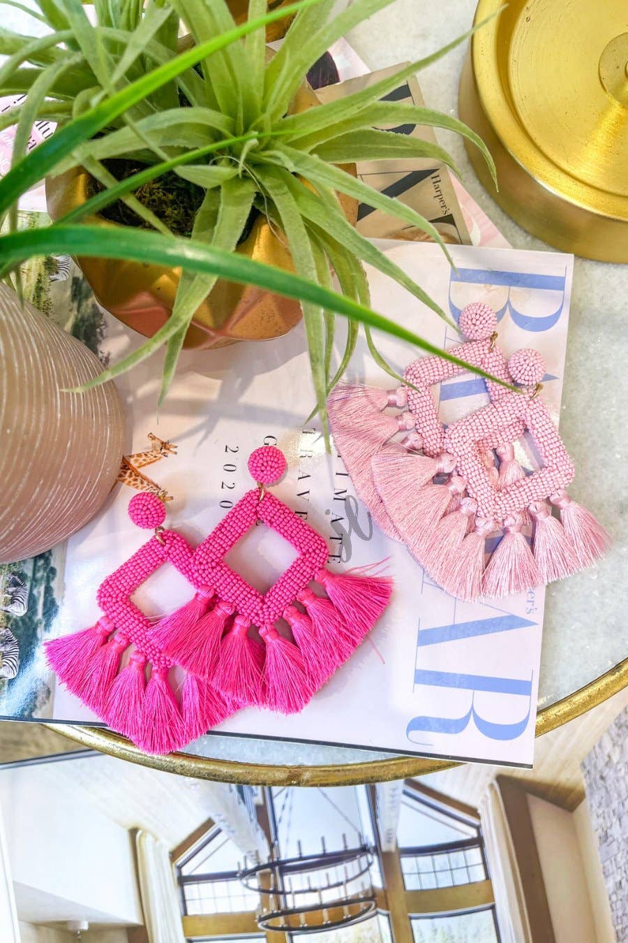 Hot Pink Ellie Fringe Drop Earrings Pretty Little Patriot