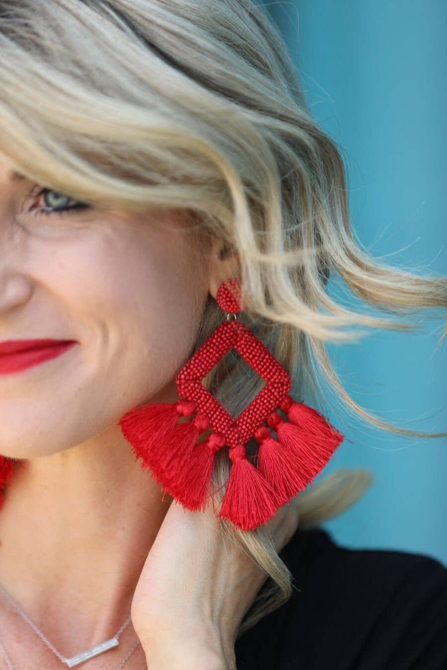 Hot Pink Ellie Fringe Drop Earrings Pretty Little Patriot