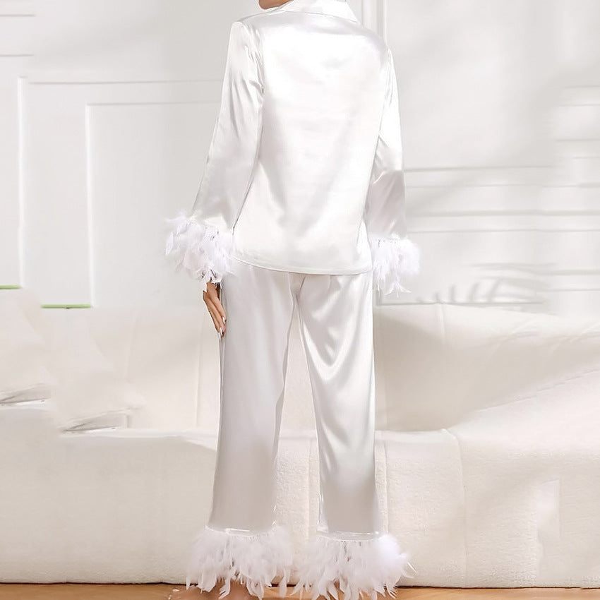 Heavenly Feathered Silk Pajamas in color options Pretty Little Patriot