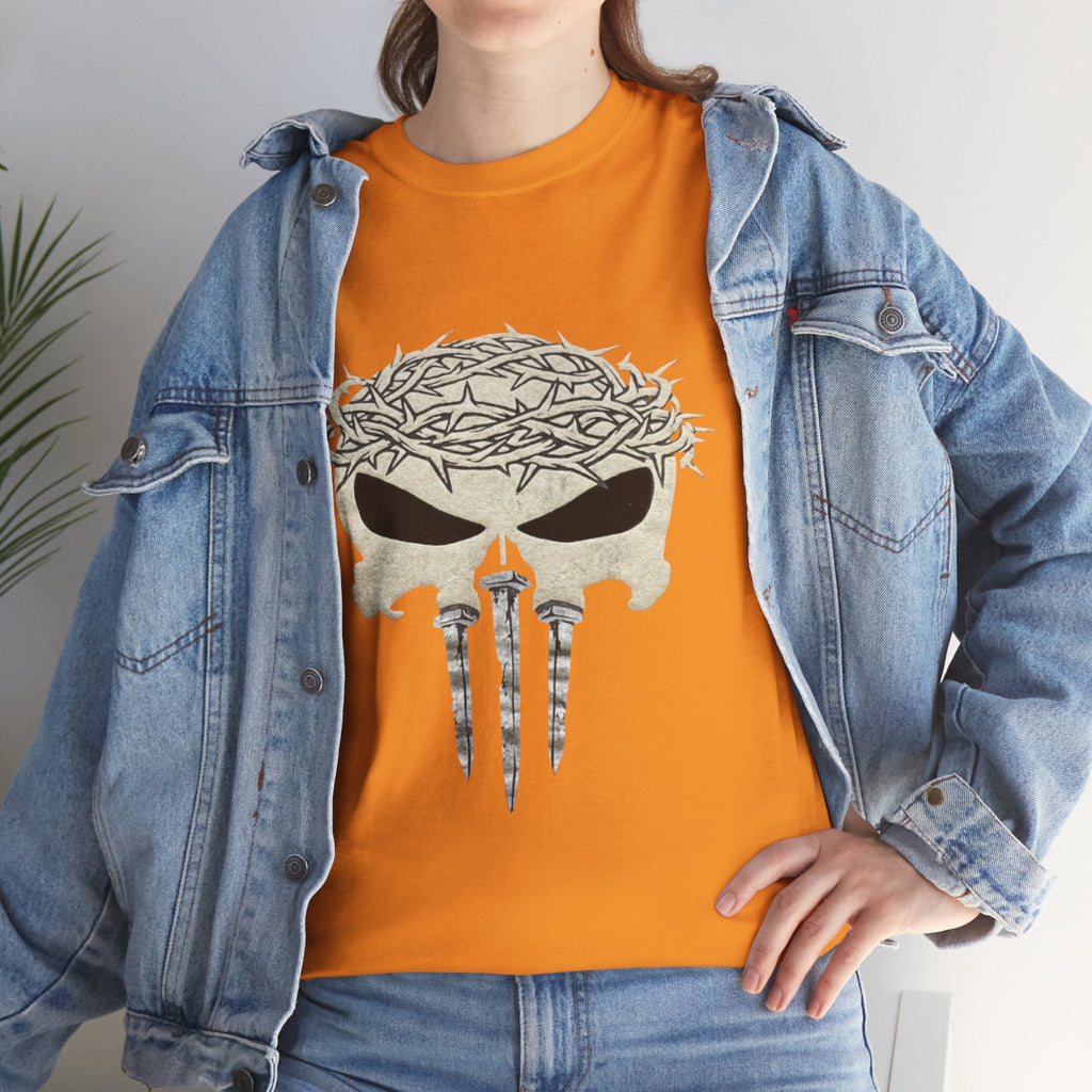 Christian Skull T-shirt - Crown of Thorns & Nails - Warrior Faith T-shirt Printify