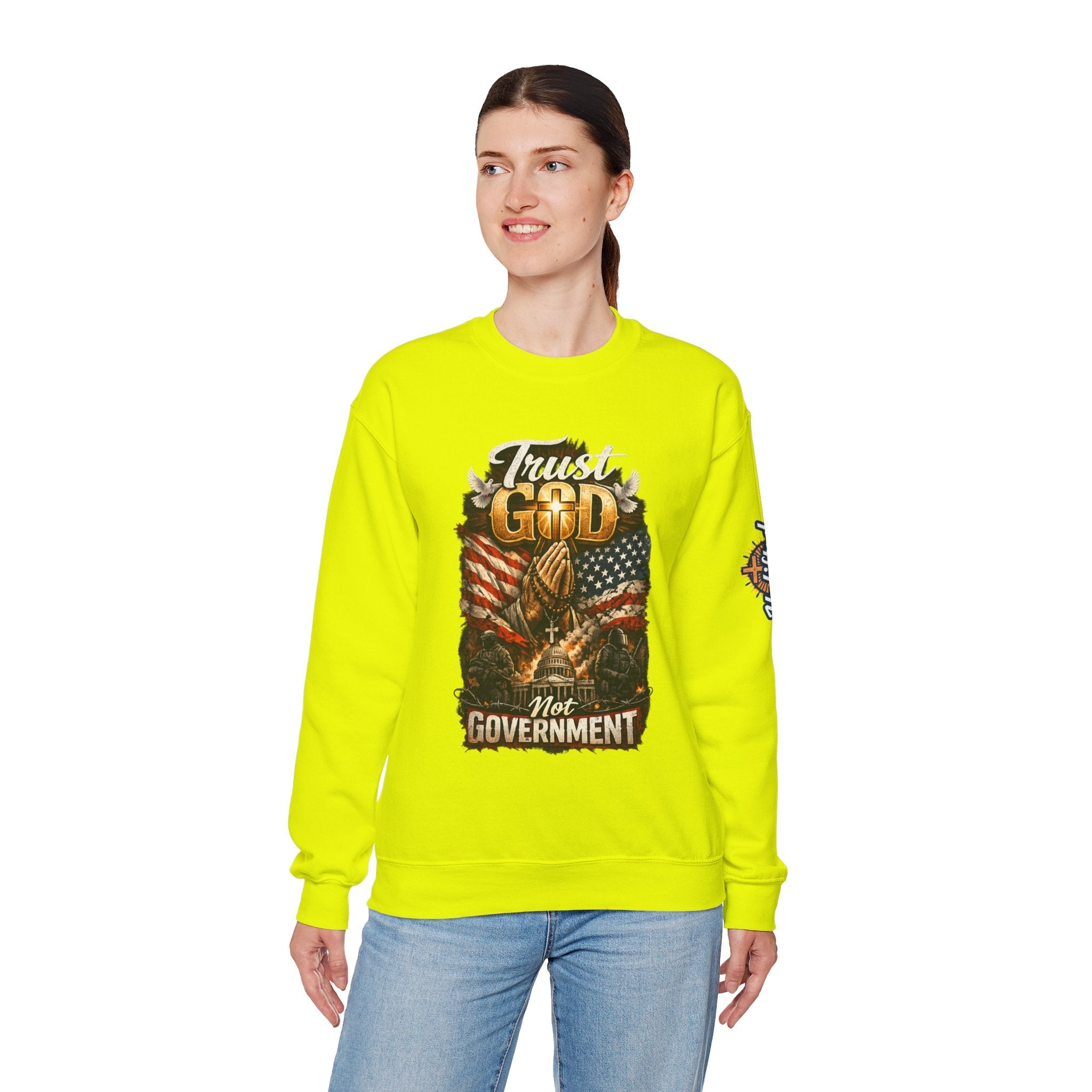 Trust God Not Government Sweatshirt — Vintage Patriotic Christian Sweatshirt Printify
