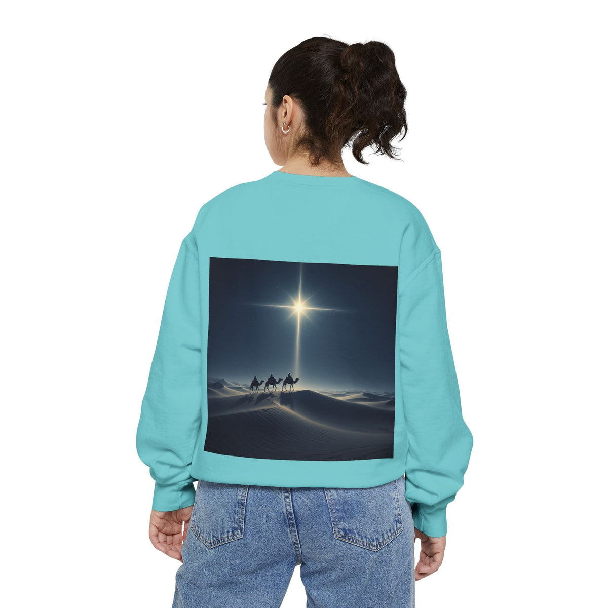 3 Wise Men Sweatshirt – Magi Camels Nativity Journey Christian Christmas Sweatshirt for Epiphany Faith & Holy Night Printify