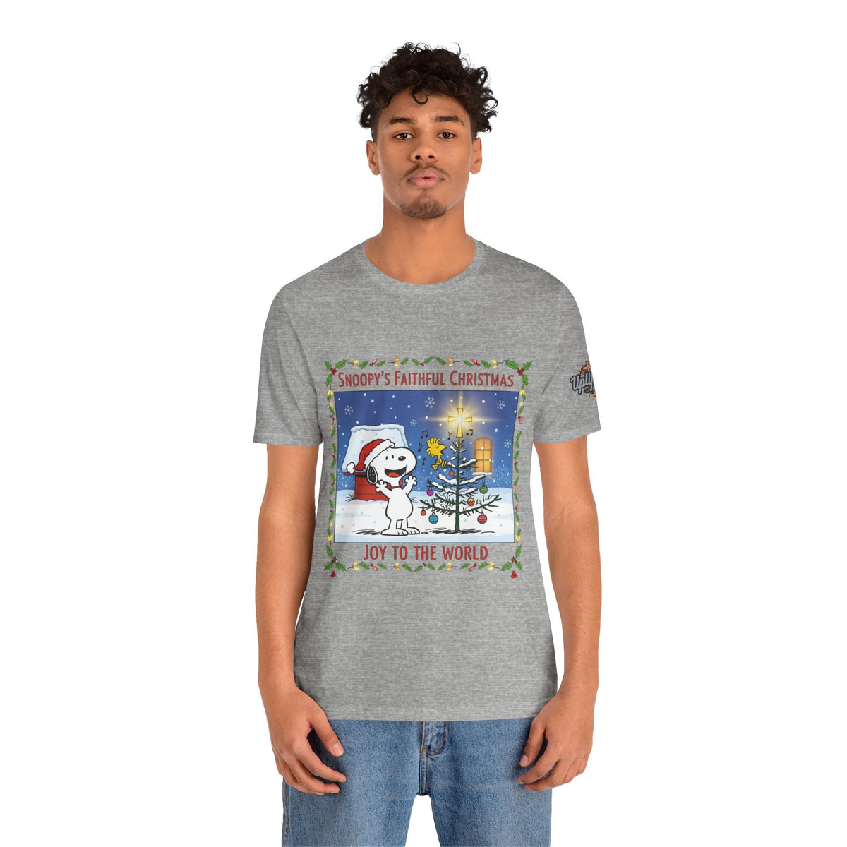 🎄 Faithful Christmas Friends – Christian Holiday T-Shirt | Festive Tree & Cartoon Duo | Heartwarming Christmas Tee by Uplifted Gear Printify