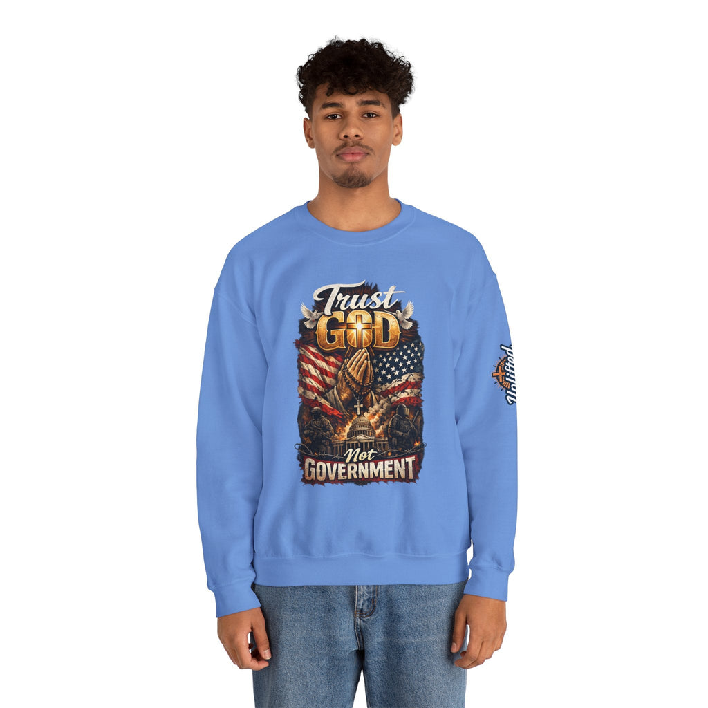 Trust God Not Government Sweatshirt — Vintage Patriotic Christian Sweatshirt Printify