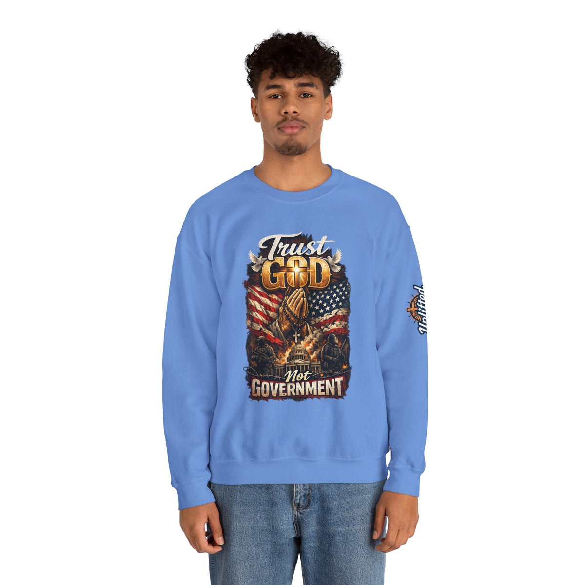 Trust God Not Government Sweatshirt — Vintage Patriotic Christian Sweatshirt Printify
