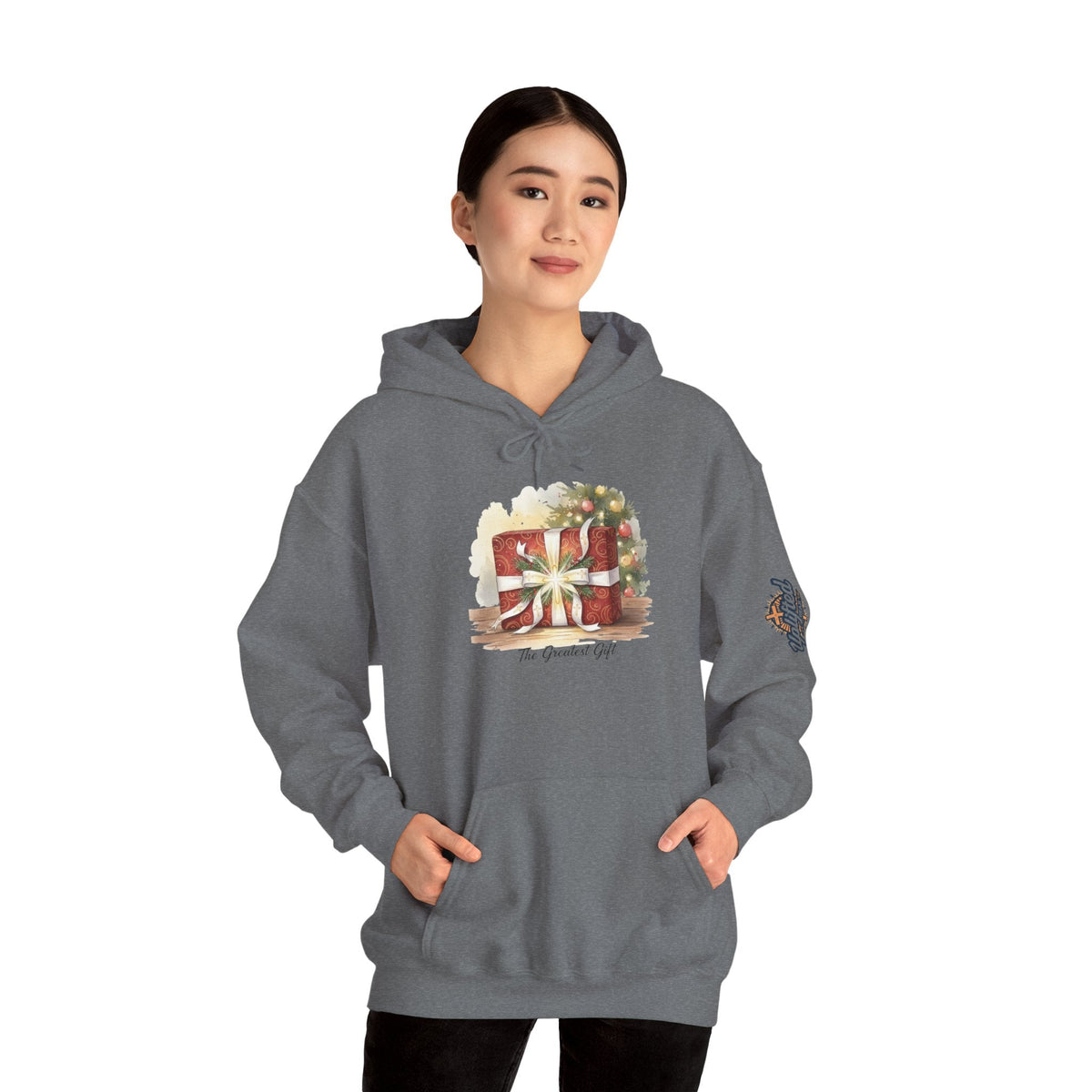 The Greatest Gift Hoodie – Cross Bow Present Christian Hoodie for Christmas Salvation & Eternal Faith Printify