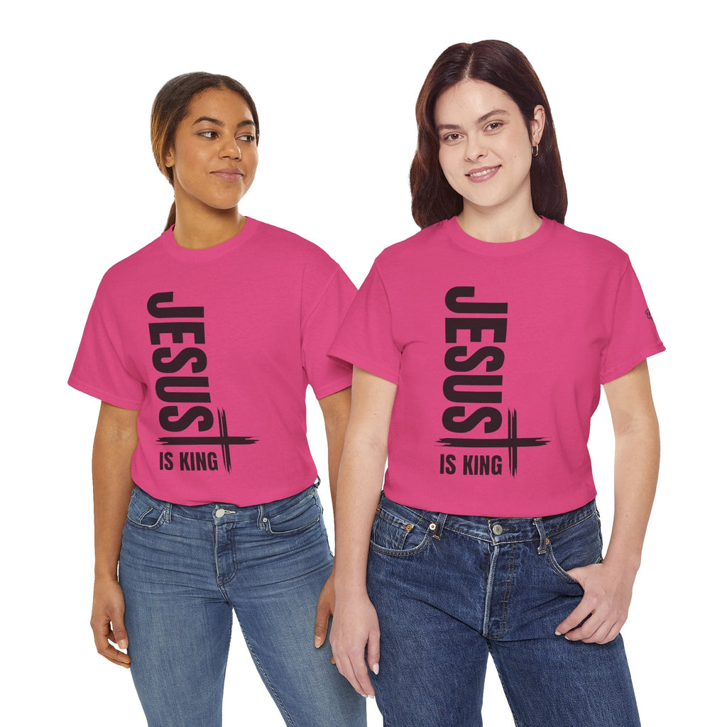 Jesus Is King T-shirt | Modern Typographic Cross Christian T-shirt Printify