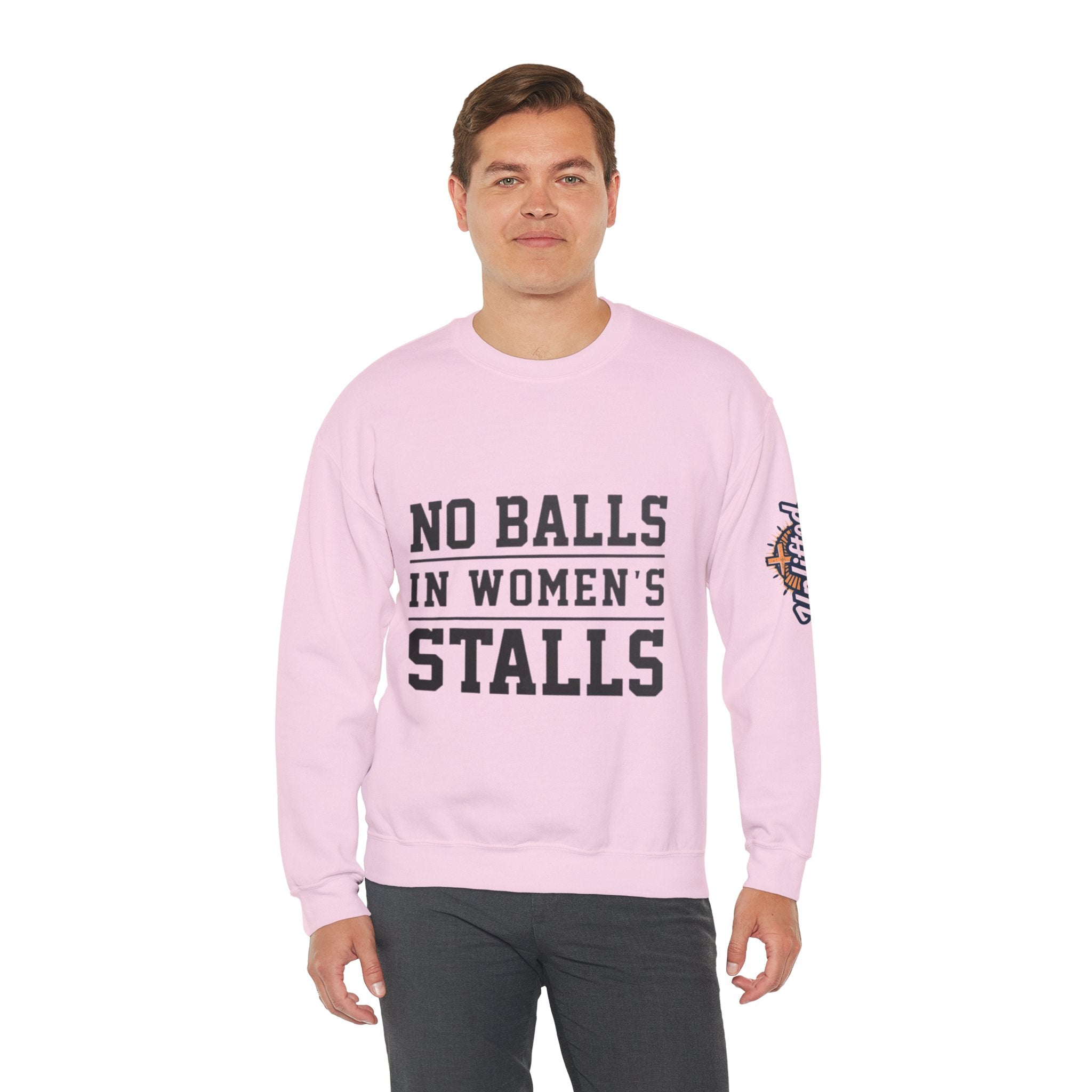 No Balls in Women's Stalls Crewneck Sweatshirt — Bold Statement Pullover Printify