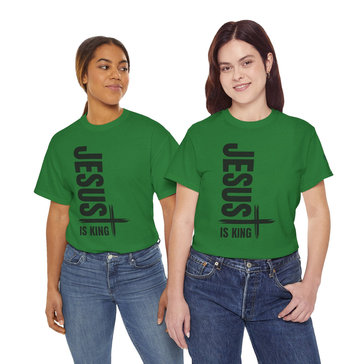 Jesus Is King T-shirt | Modern Typographic Cross Christian T-shirt Printify