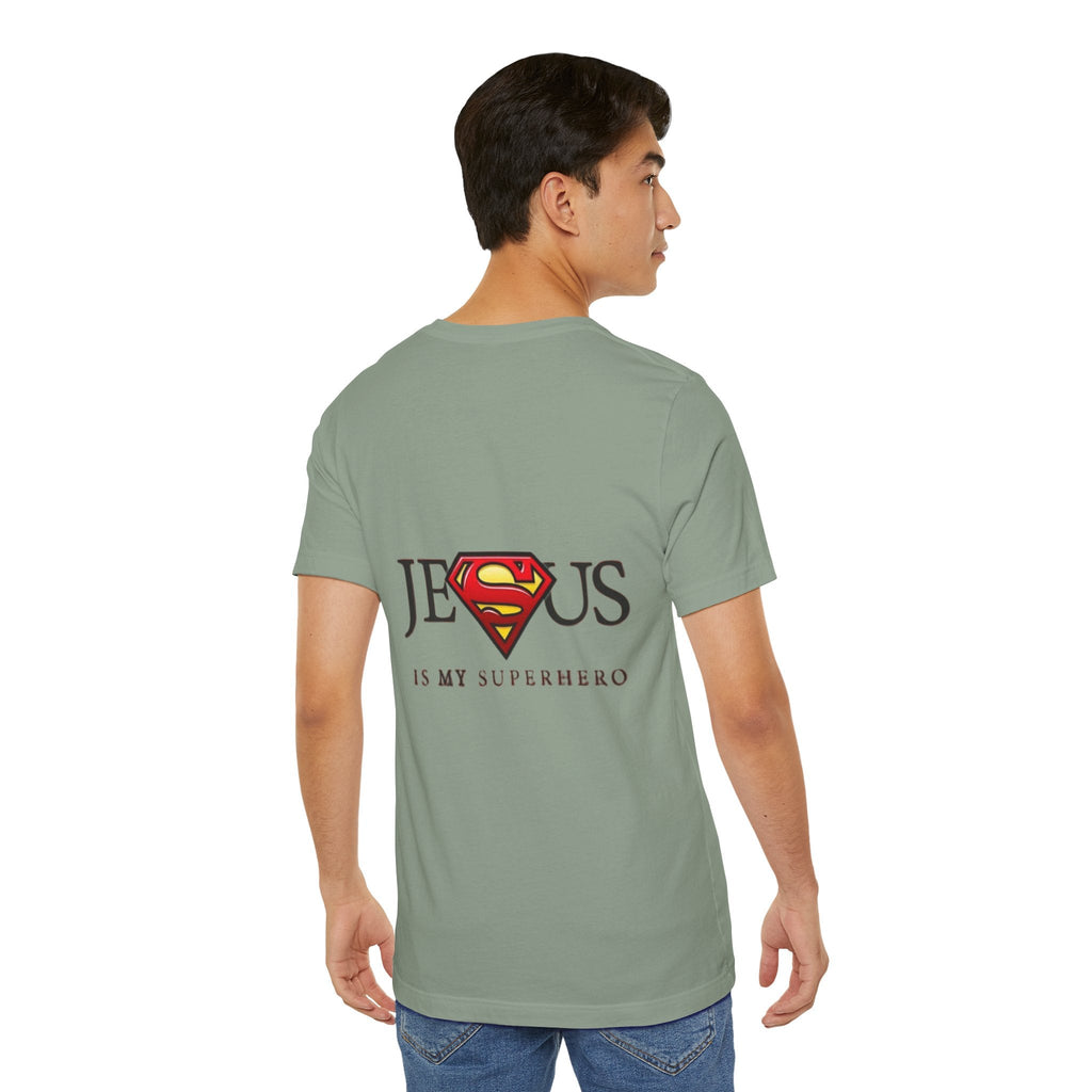 Jesus Is My Superhero T-Shirt — Faith-Based Superman-Inspired Tee Printify