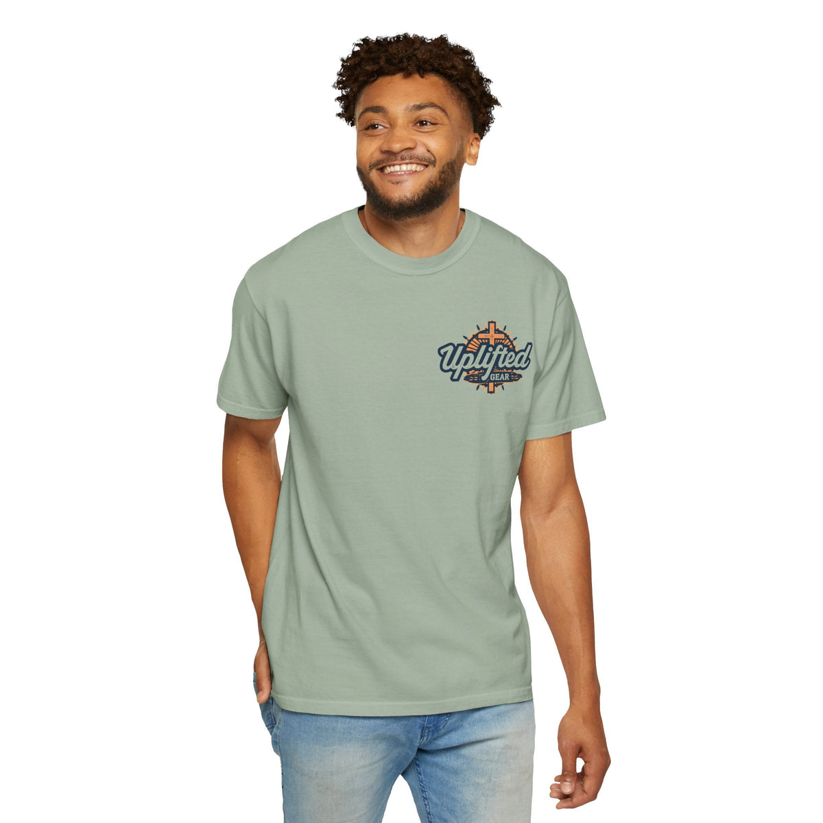 ✨ Chosen. Loved. Redeemed. – Elegant Christian T-Shirt | Gold Foil Faith Tee | Subtle Cross & Heart Design | Inspirational Bible Verse Apparel by Uplifted Gear Printify