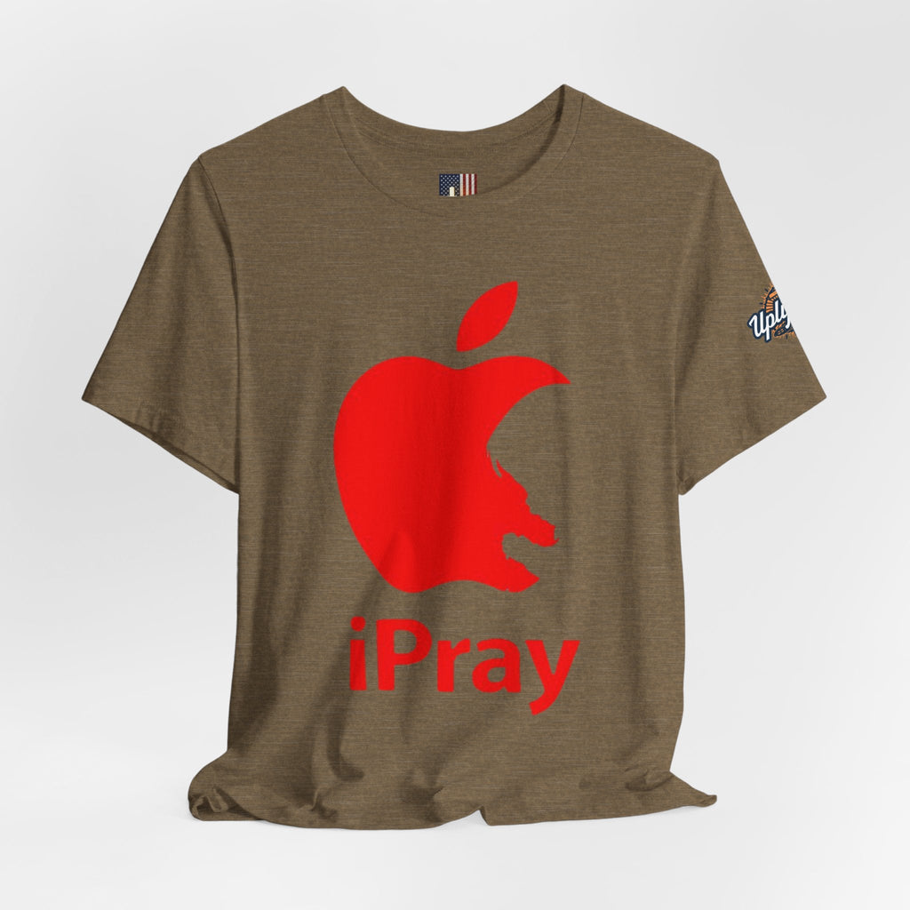 iPray Red Apple Christian T-Shirt — Faith Graphic Tee Printify