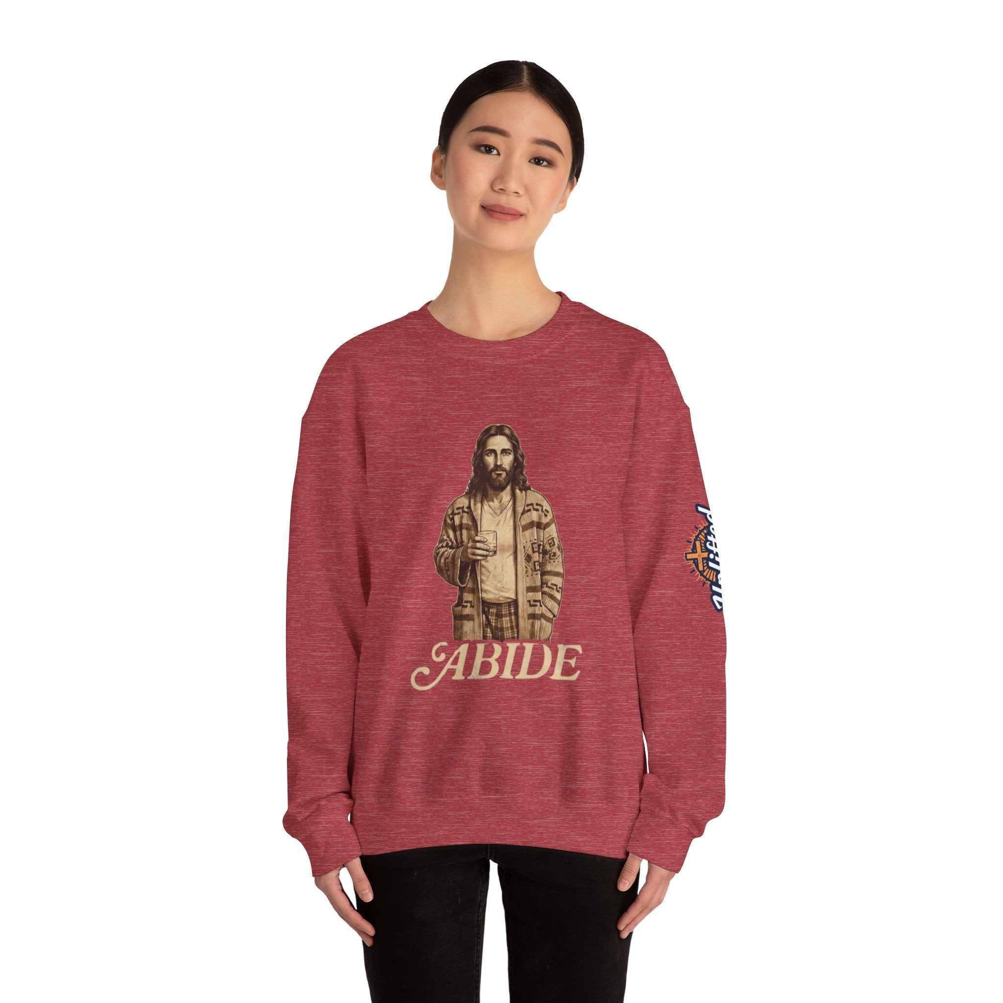 Abide Jesus Sweatshirt — Vintage 'The Dude' Religious Graphic Sweatshirt Printify