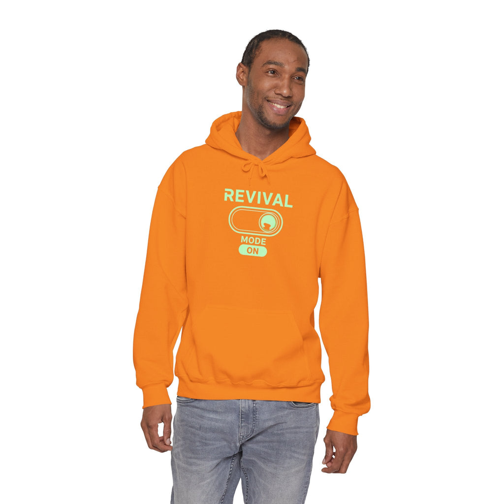 🔥 Revival Mode: ON – Christian Techwear Hoodie | Glowing Green Faith Switch | Futuristic Jesus Shirt | Activate Your Spiritual Awakening | Uplifted Gear Printify