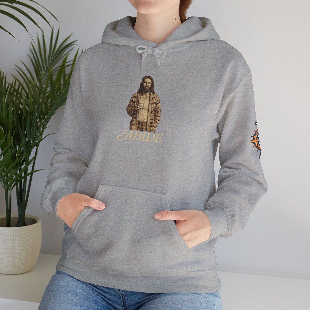Abide Jesus Hoodie — Vintage 'The Dude' Religious Graphic Hoodie Printify