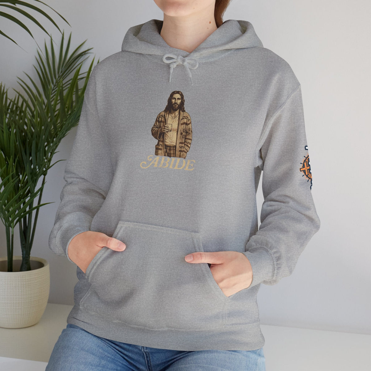 Abide Jesus Hoodie — Vintage 'The Dude' Religious Graphic Hoodie Printify