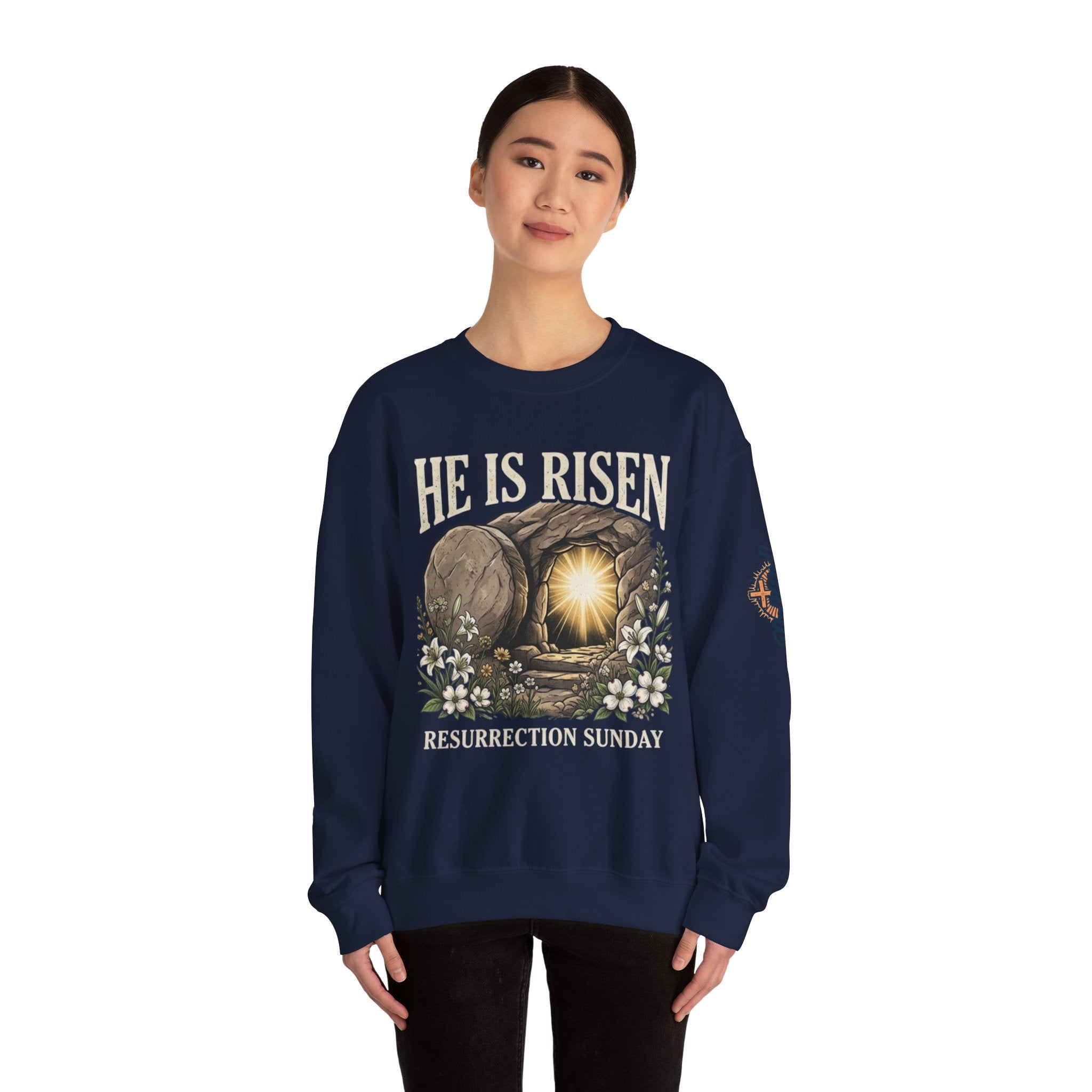 He Is Risen Sweatshirt — Jesus Christ Resurrection Easter Sweatshirt Printify