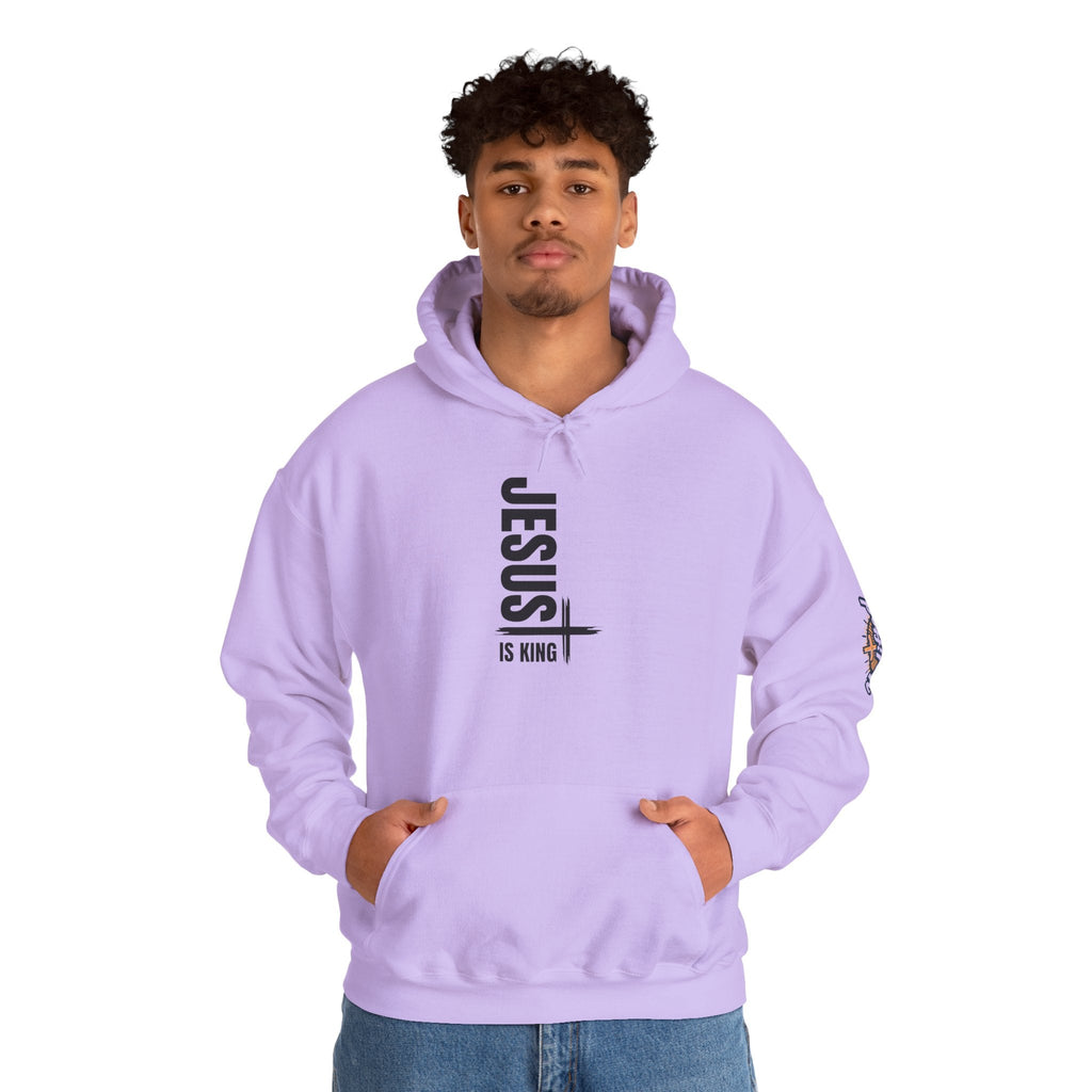 Jesus Is King Hoodie | Modern Typographic Cross Christian Hoodie Printify