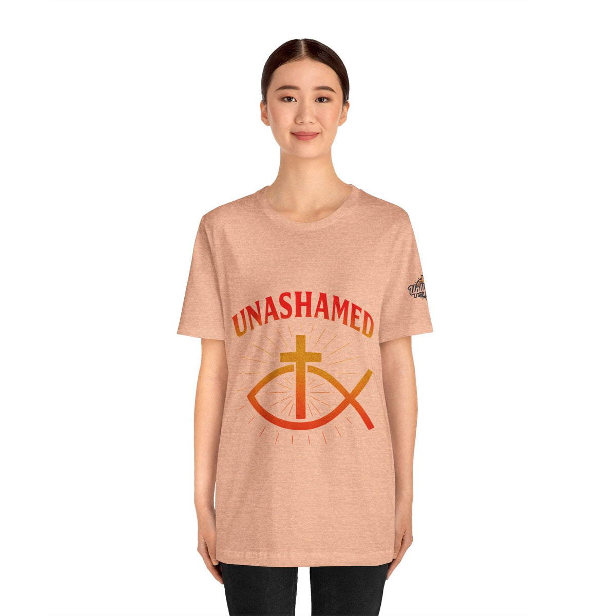 Unashamed T-shirt – Ichthys Jesus Fish & Cross Christian T-shirt for Romans 1:16 Bold Faith Printify