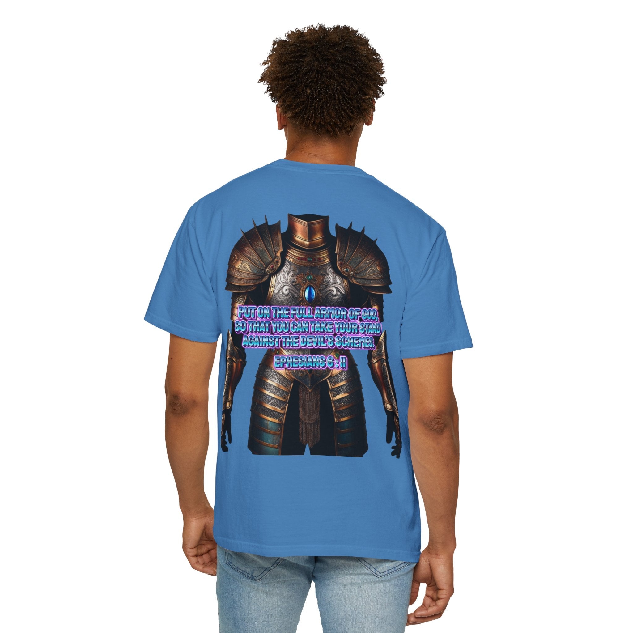 Religious Graphic Tee with Armor Of God Design - Unisex Garment-Dyed T-shirt Printify