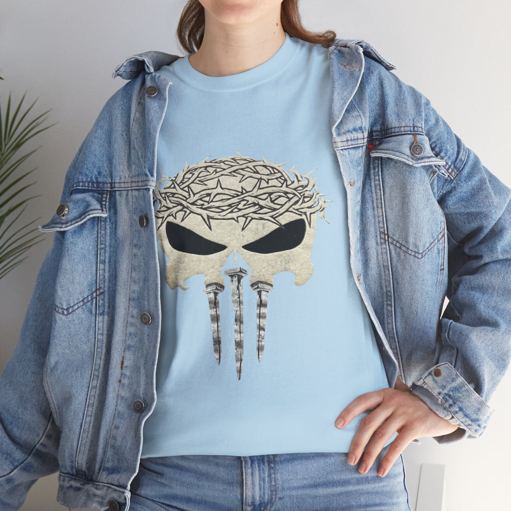 Christian Skull T-shirt - Crown of Thorns & Nails - Warrior Faith T-shirt Printify