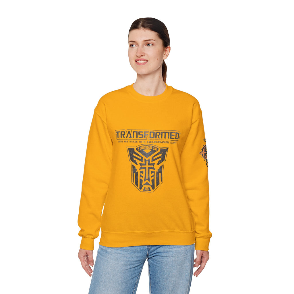 Transformer Logo Christian Sweatshirt | 2 Corinthians 3:18 Bible Verse Sweatshirt Printify
