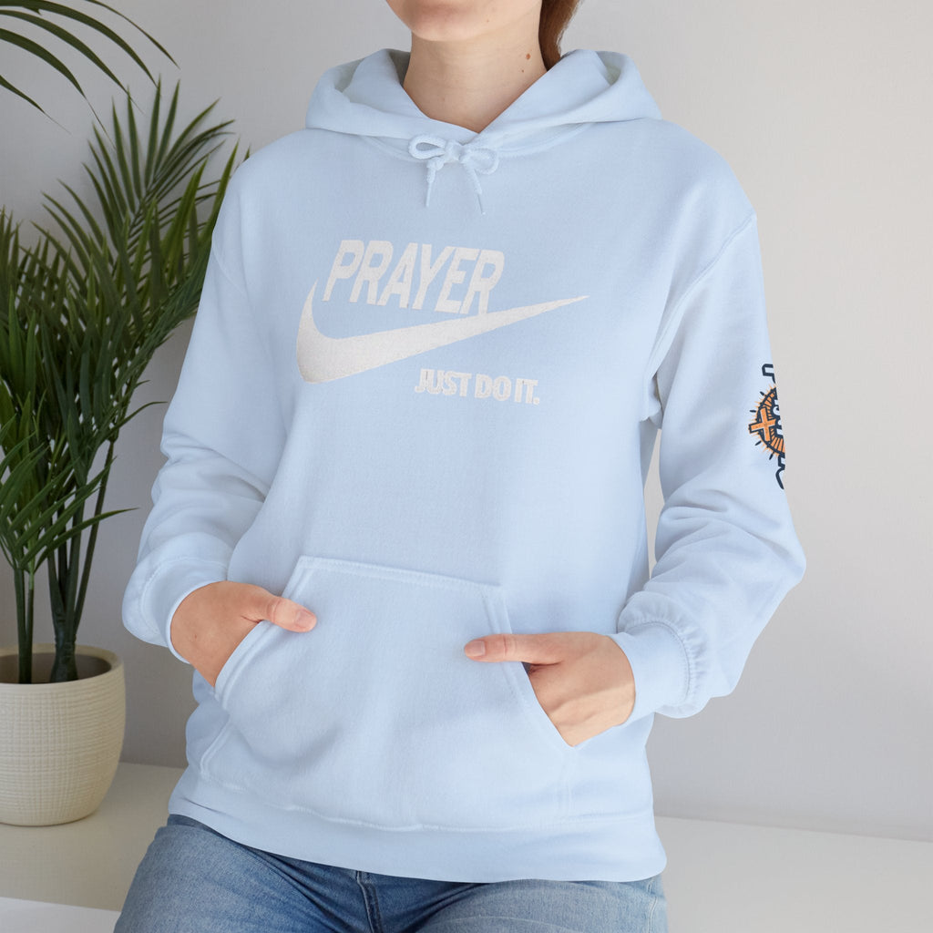 Prayer Just Do It Hoodie - Funny Christian Nike Parody Hoodie - Faith Gear Printify