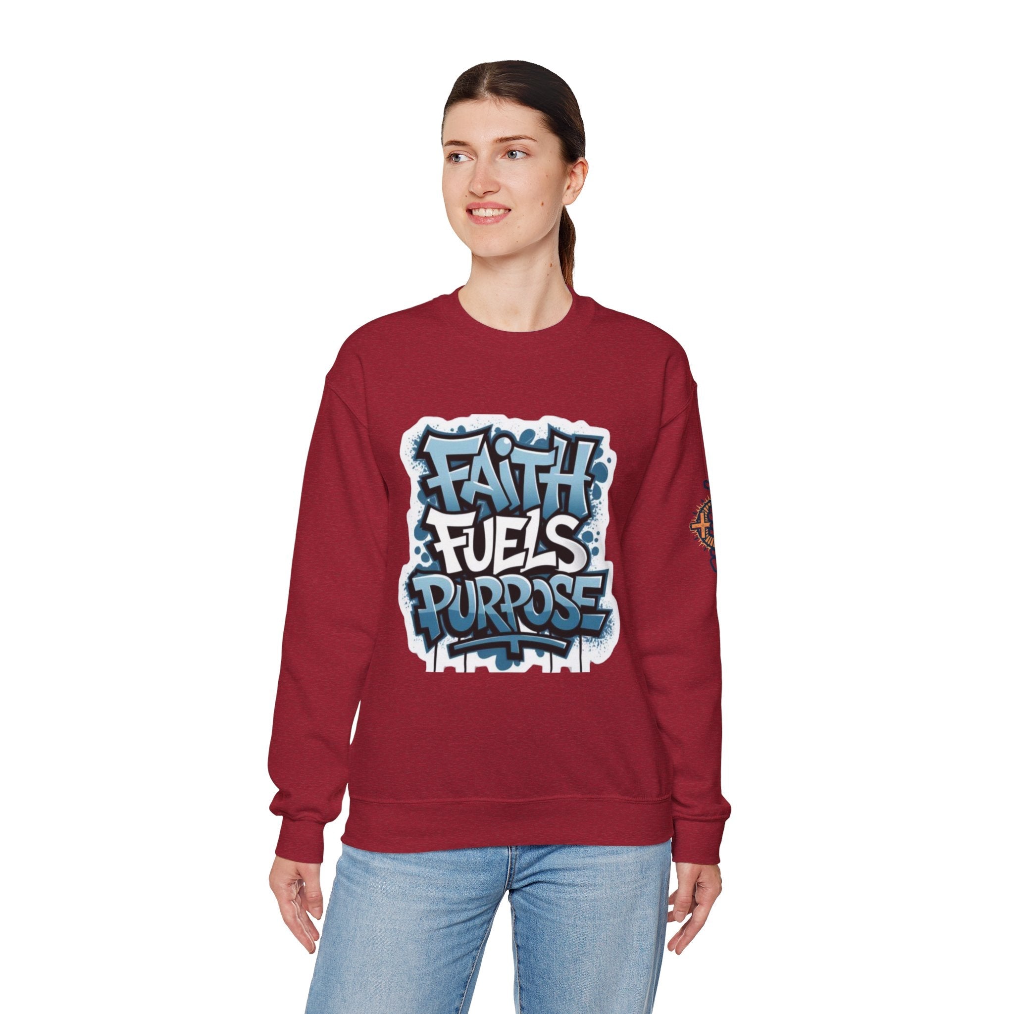Faith Fuels Purpose Sweatshirt – Inspirational Christian Sweatshirt for Divine Drive & Unstoppable Belief Printify