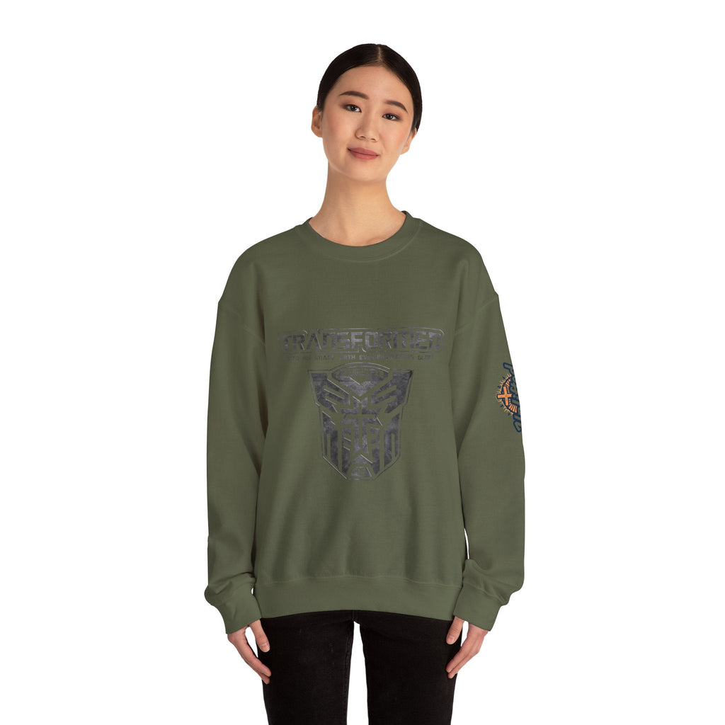 Transformer Logo Christian Sweatshirt | 2 Corinthians 3:18 Bible Verse Sweatshirt Printify