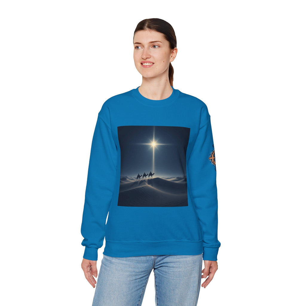 3 Wise Men Sweatshirt – Magi Camels Nativity Journey Christian Christmas Sweatshirt for Epiphany Faith & Holy Night Printify