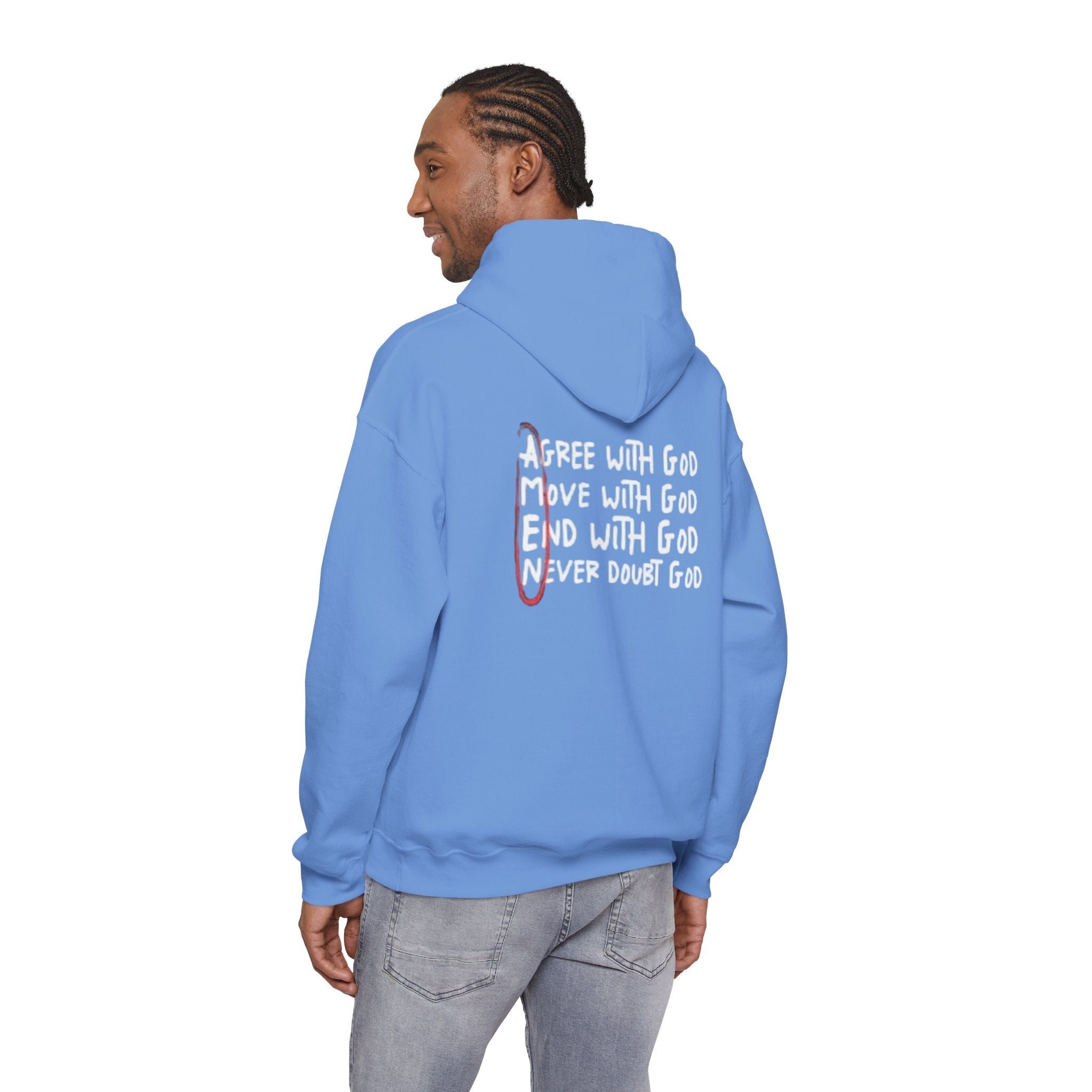AMEN Acronym Hoodie – Agree with God Move with God End with God Never Doubt God Christian Sweatshirt for Unwavering Faith Printify