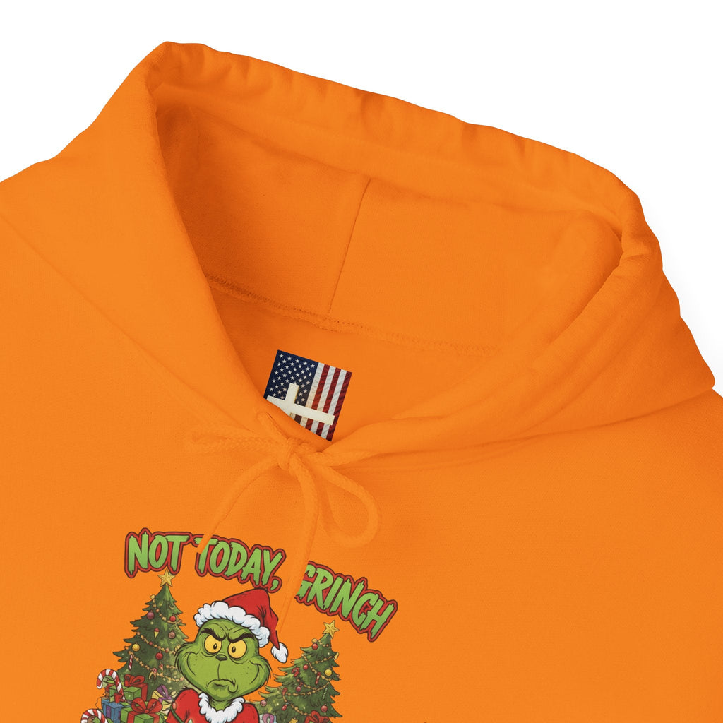 🎄 Not Today, Grinch – Jesus Saves | Funny Christian Christmas Hoodie | Sulking Grinch & Glowing Cross | Bold Neon Faith Tee by Uplifted Gear Printify