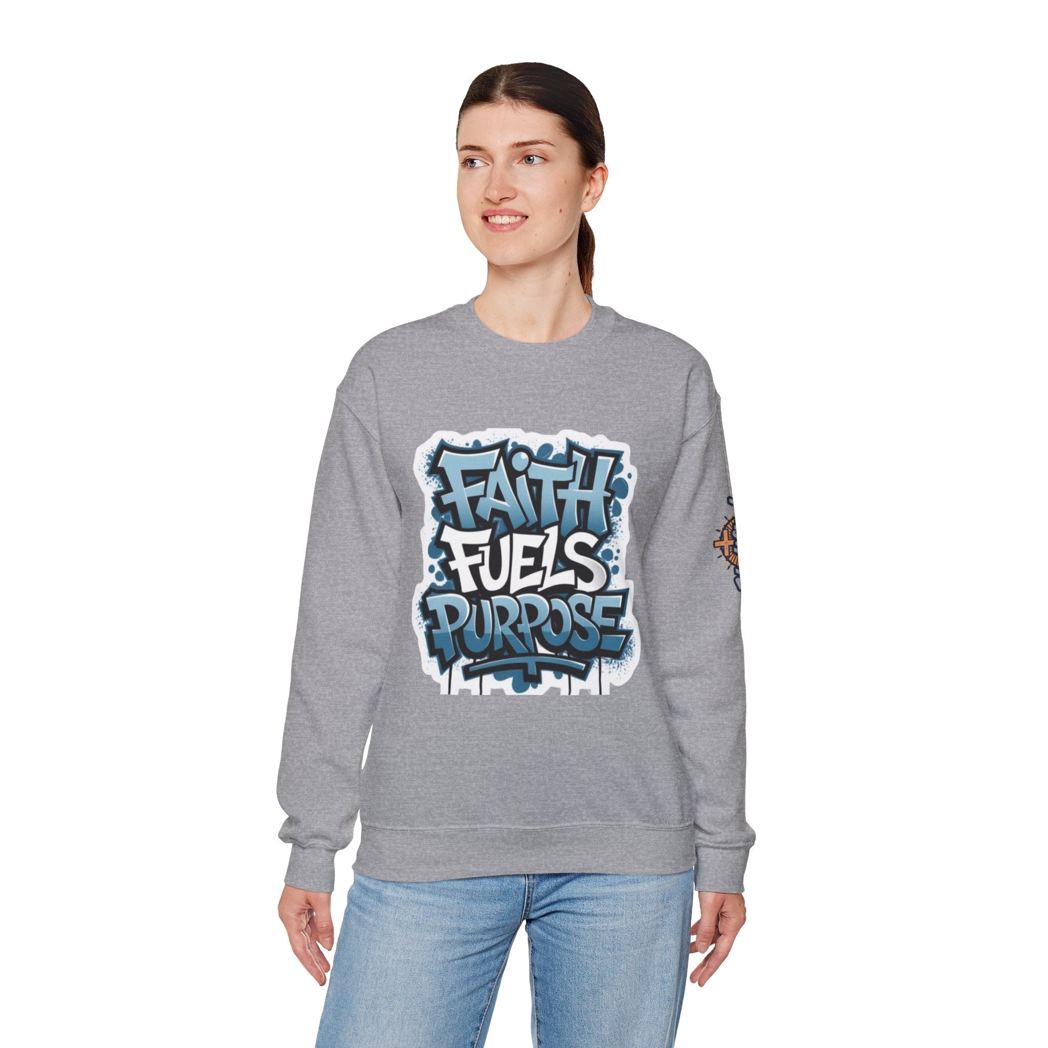 Faith Fuels Purpose Sweatshirt – Inspirational Christian Sweatshirt for Divine Drive & Unstoppable Belief Printify