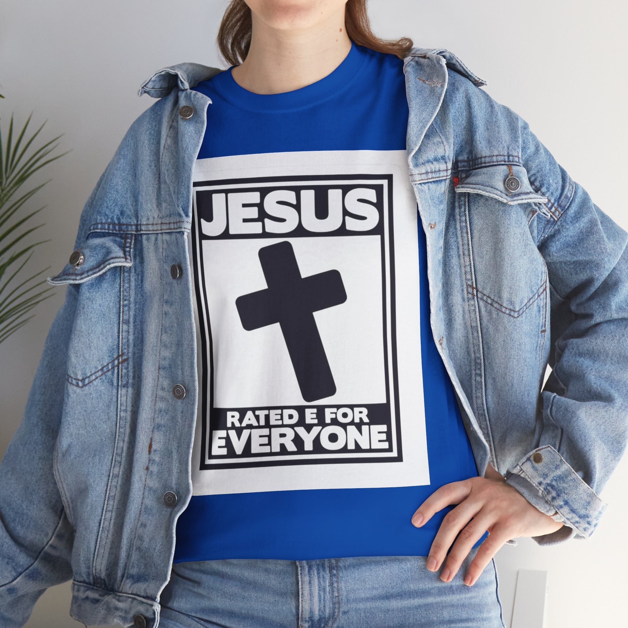 Jesus, Rated E for Everyone T-shirt - Gamer Faith T-shirt - Christian Video Game Parody Printify
