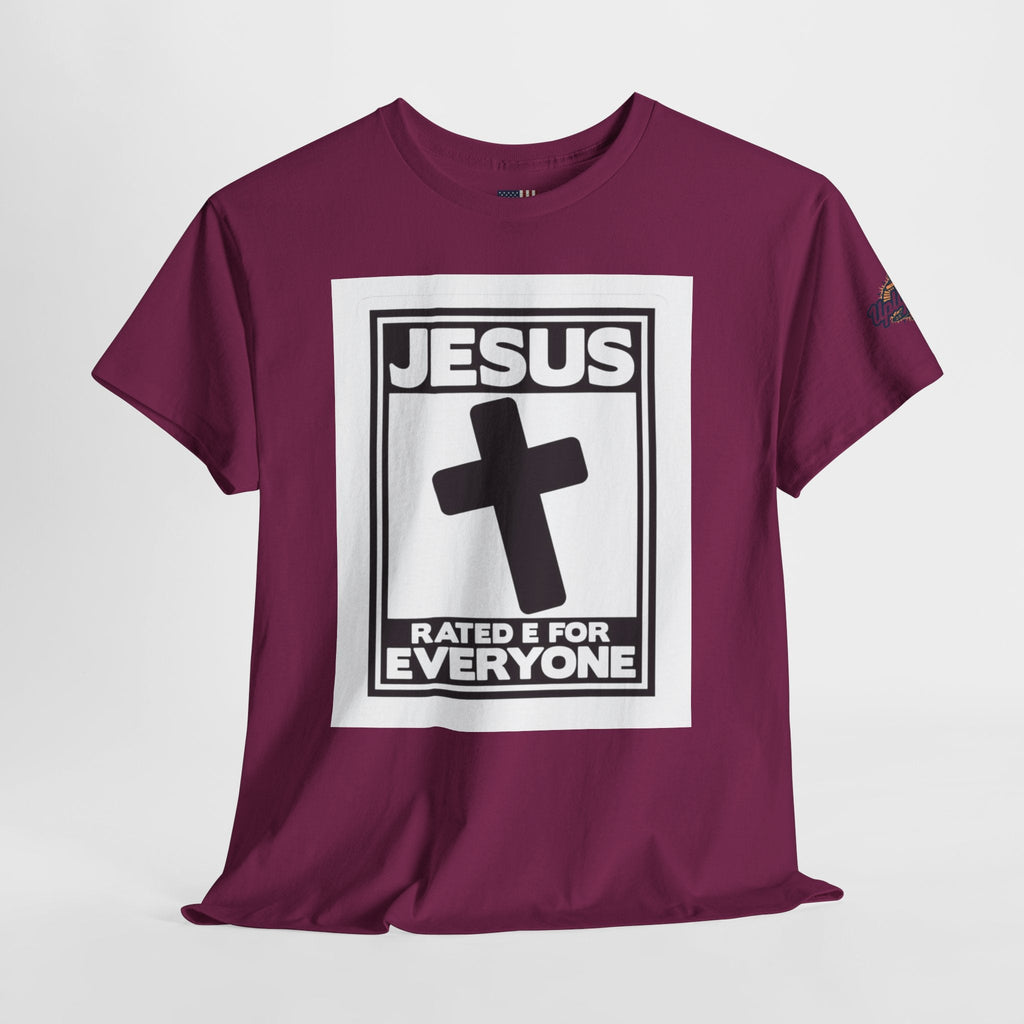Jesus, Rated E for Everyone T-shirt - Gamer Faith T-shirt - Christian Video Game Parody Printify