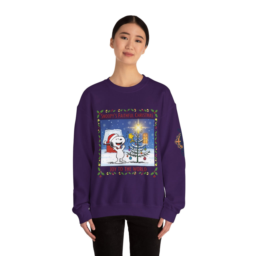 🎄 Faithful Christmas Friends – Christian Holiday Sweatshirt | Festive Tree & Cartoon Duo | Heartwarming Christmas Tee by Uplifted Gear Printify