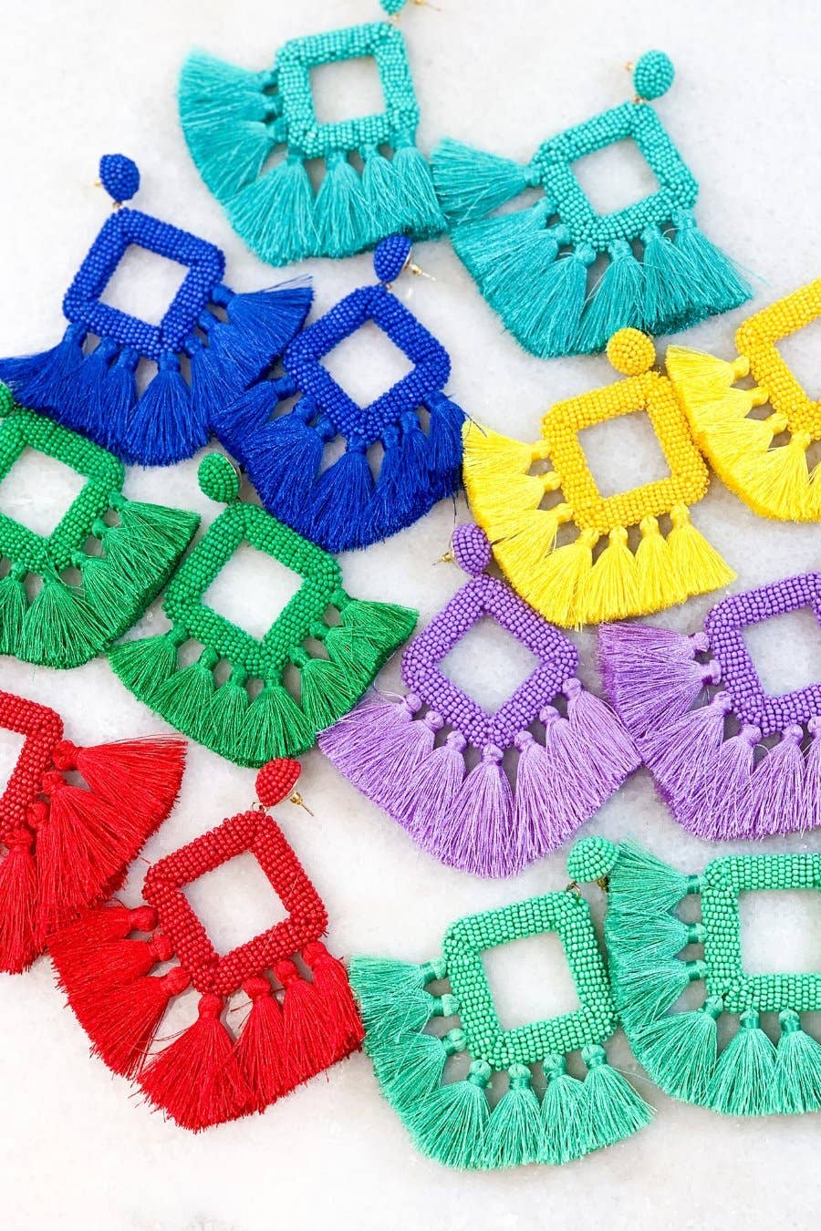 Hot Pink Ellie Fringe Drop Earrings Pretty Little Patriot