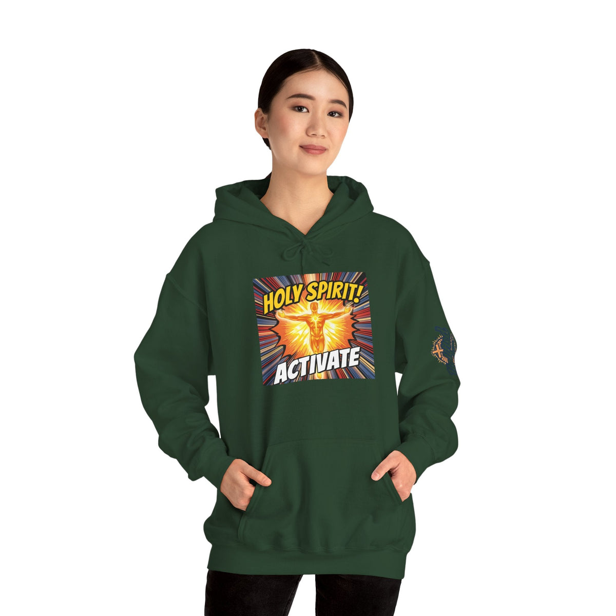 Holy Spirit Activate Hoodie – Superhero Christian Sweatshirt with Vibrant Power-Up Design for Faith-Fueled Boldness Printify