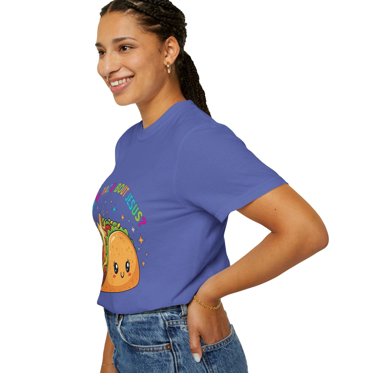 Wanna Taco 'Bout Jesus? Funny Christian Pun T-Shirt – Lettuce Pray & Share Faith! Printify