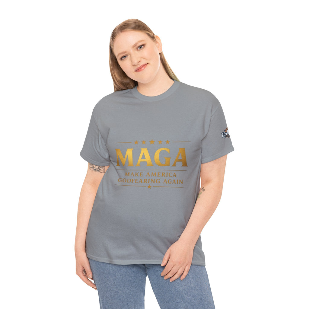 MAGA Gold Letter T-Shirt — "Make America Great Again" Printify