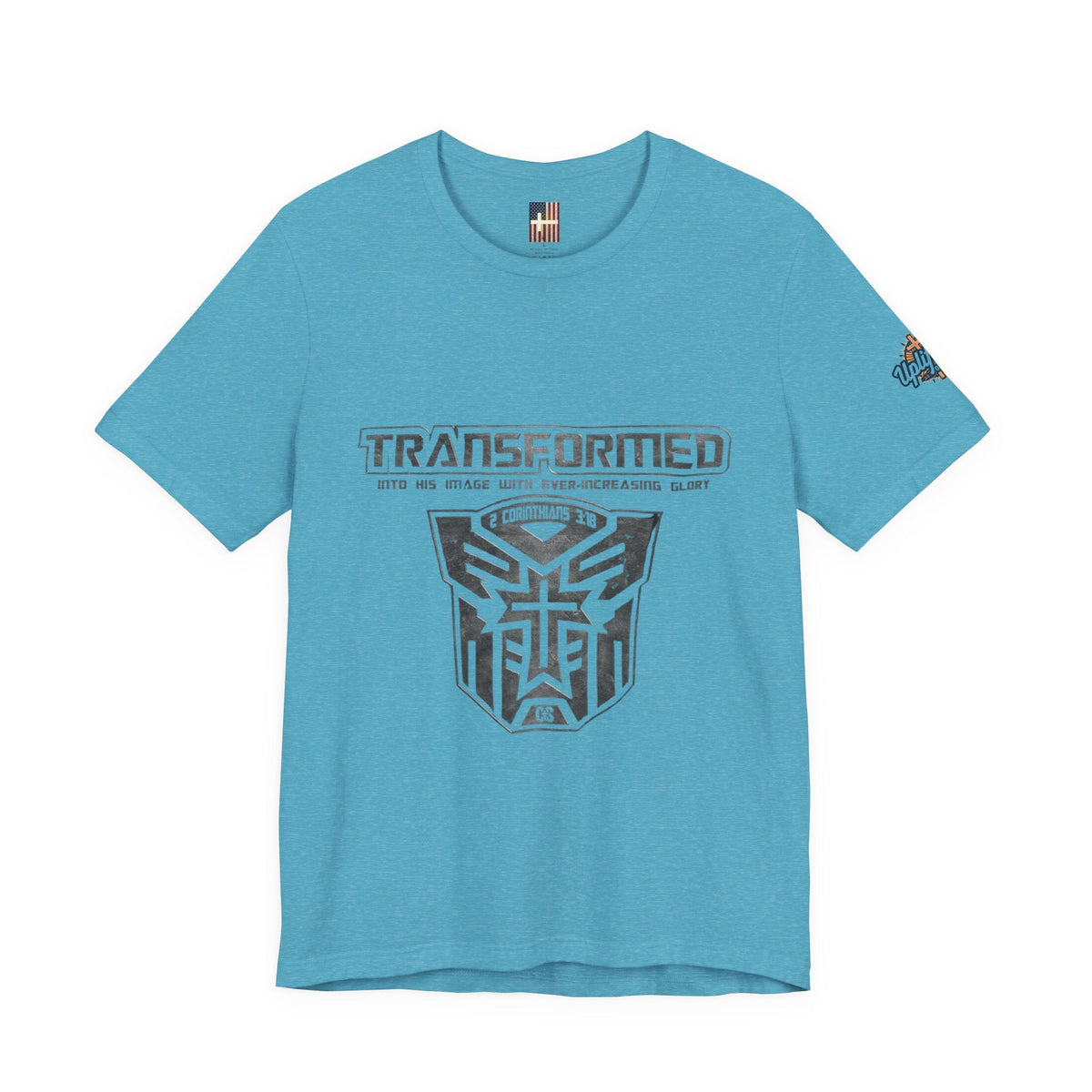 Transformer Logo Christian T-shirt | 2 Corinthians 3:18 Bible Verse T-shirt Printify