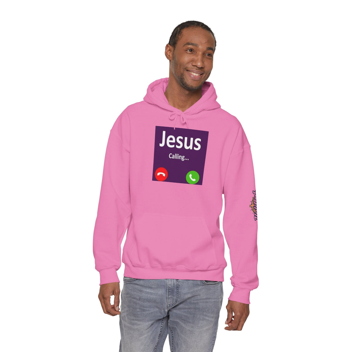 Jesus Calling Hoodie – Funny Cell Phone Screen Christian Sweatshirt for Divine Connection & Faith Humor Printify