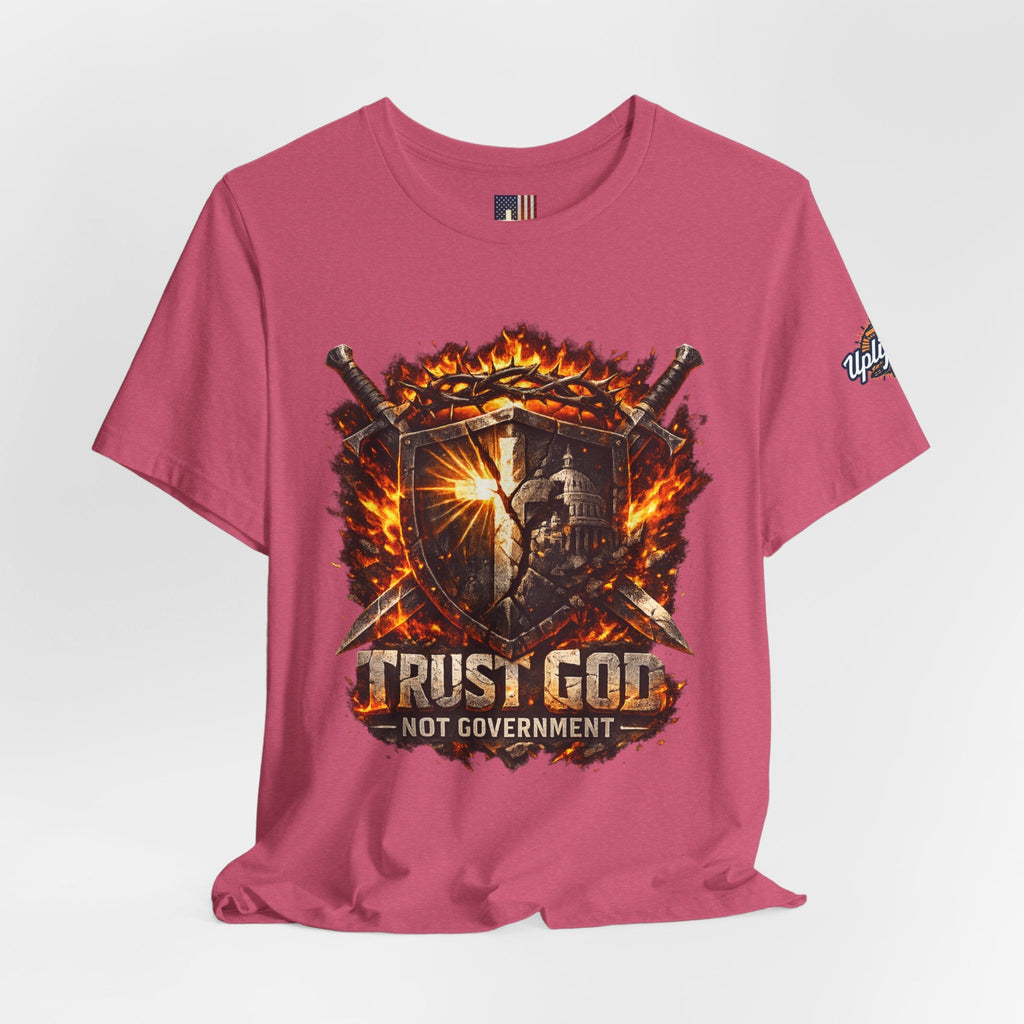 Trust God Not Government Shield Tee — Patriotic Christian Faith T-Shirt Printify