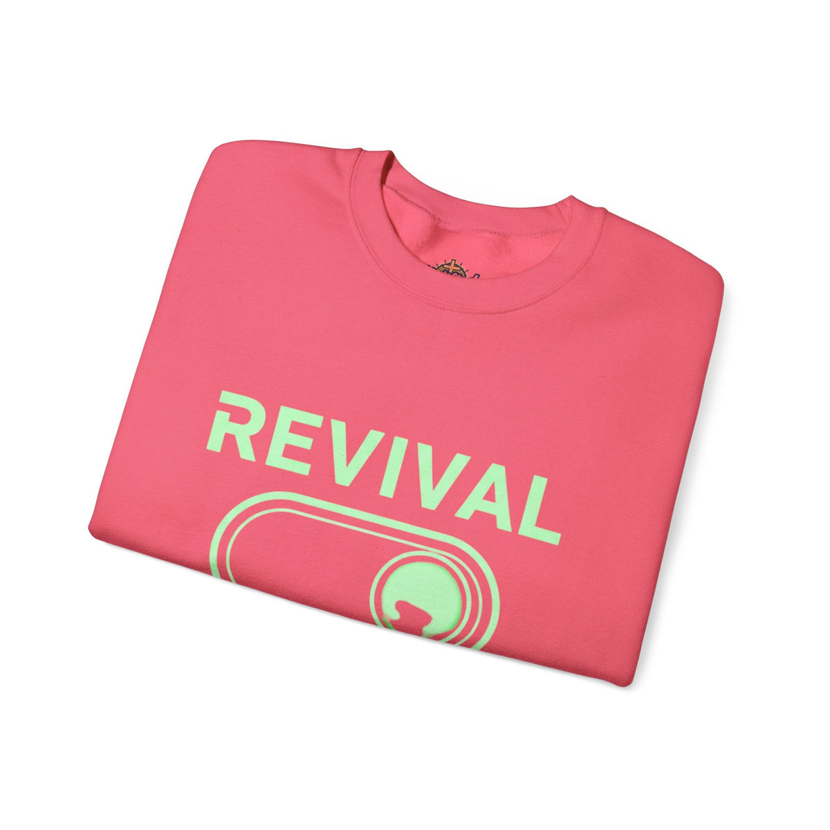 🔥 Revival Mode: ON – Christian Techwear Sweatshirt | Glowing Green Faith Switch | Futuristic Jesus Shirt | Activate Your Spiritual Awakening | Uplifted Gear Printify