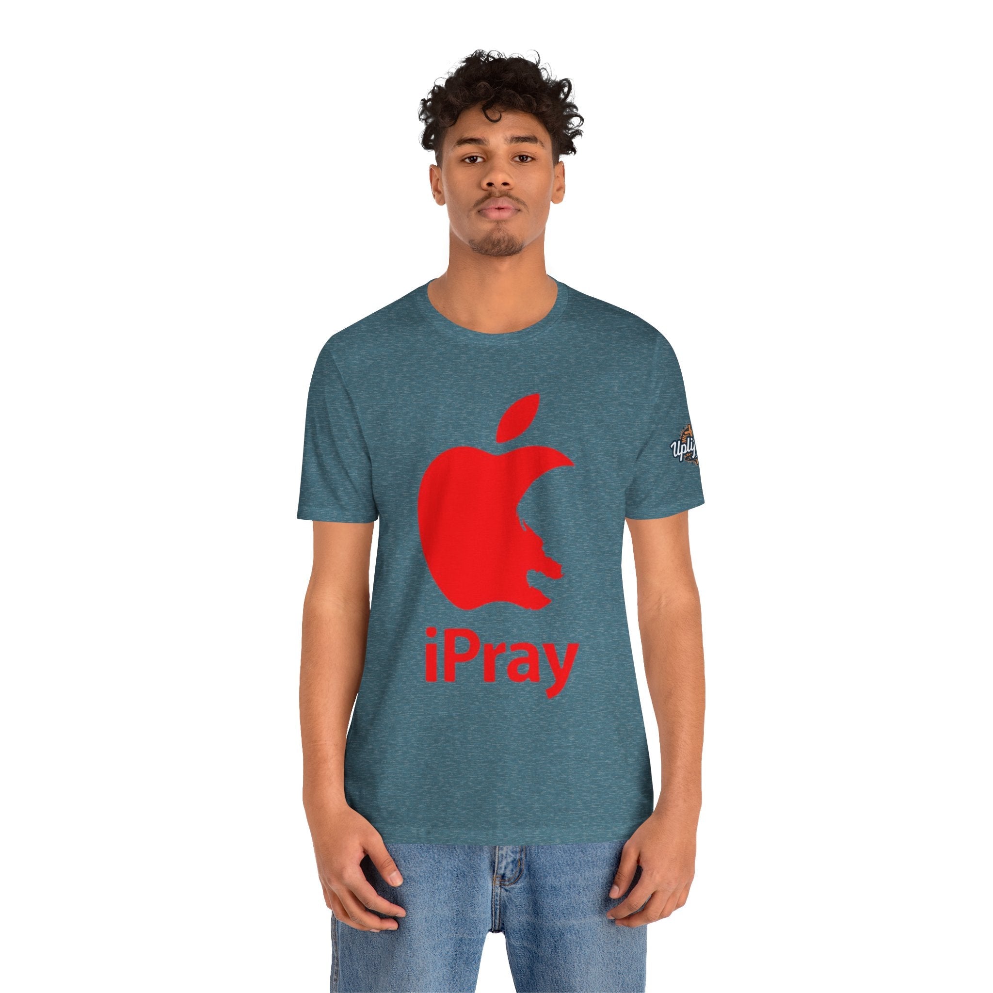 iPray Red Apple Christian T-Shirt — Faith Graphic Tee Printify