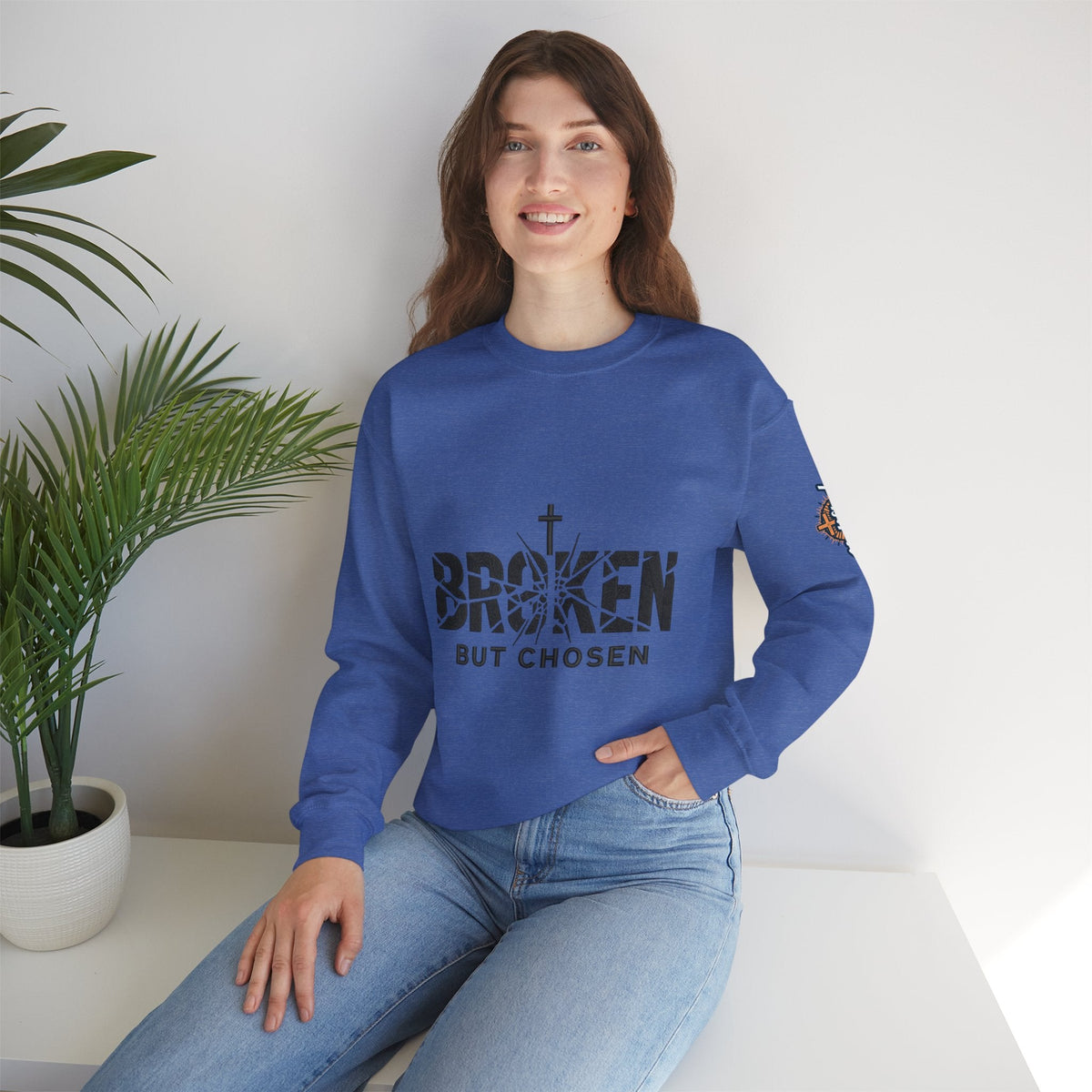 Broken But Chosen Crewneck Sweatshirt Printify