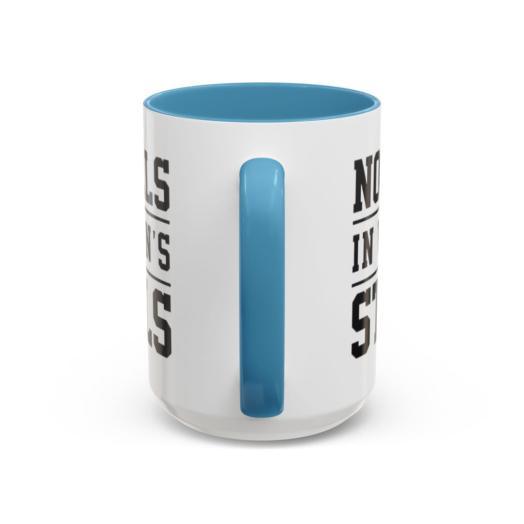 The Lord Says No Balls in Women's Stalls Accent Coffee Mug — Bold Typography 11/15oz Printify